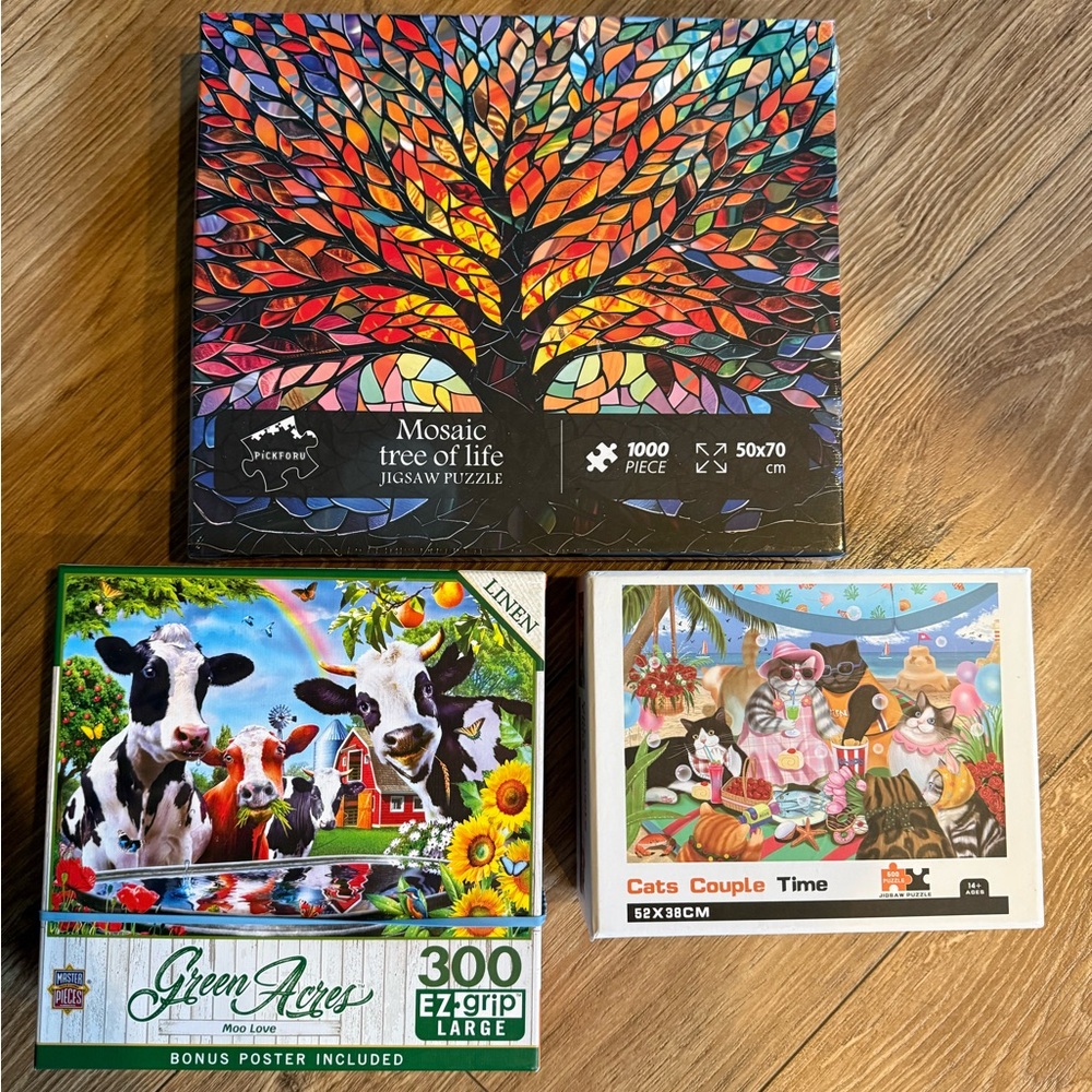 3 puzzles - Mosaic Tree NIB